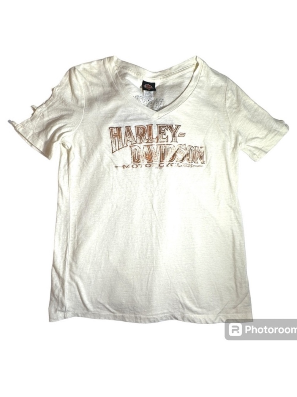 Harley-Davidson v-neck t-shirt w/cutouts on sleeves Women’s medium | ff1